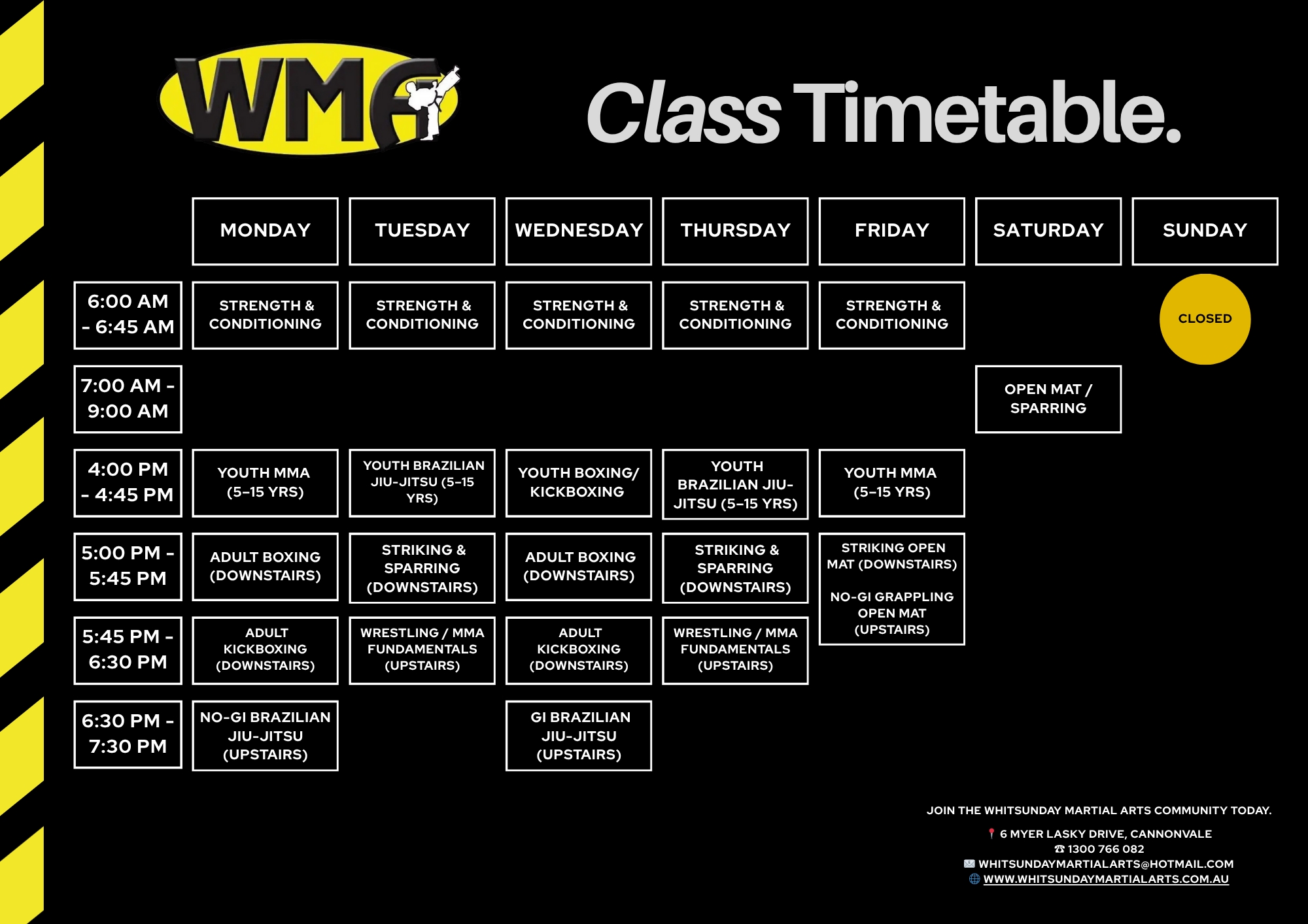 WMA Class Timetable